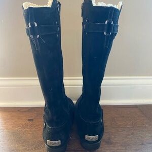 Black Tall Boots with Shearling Lining